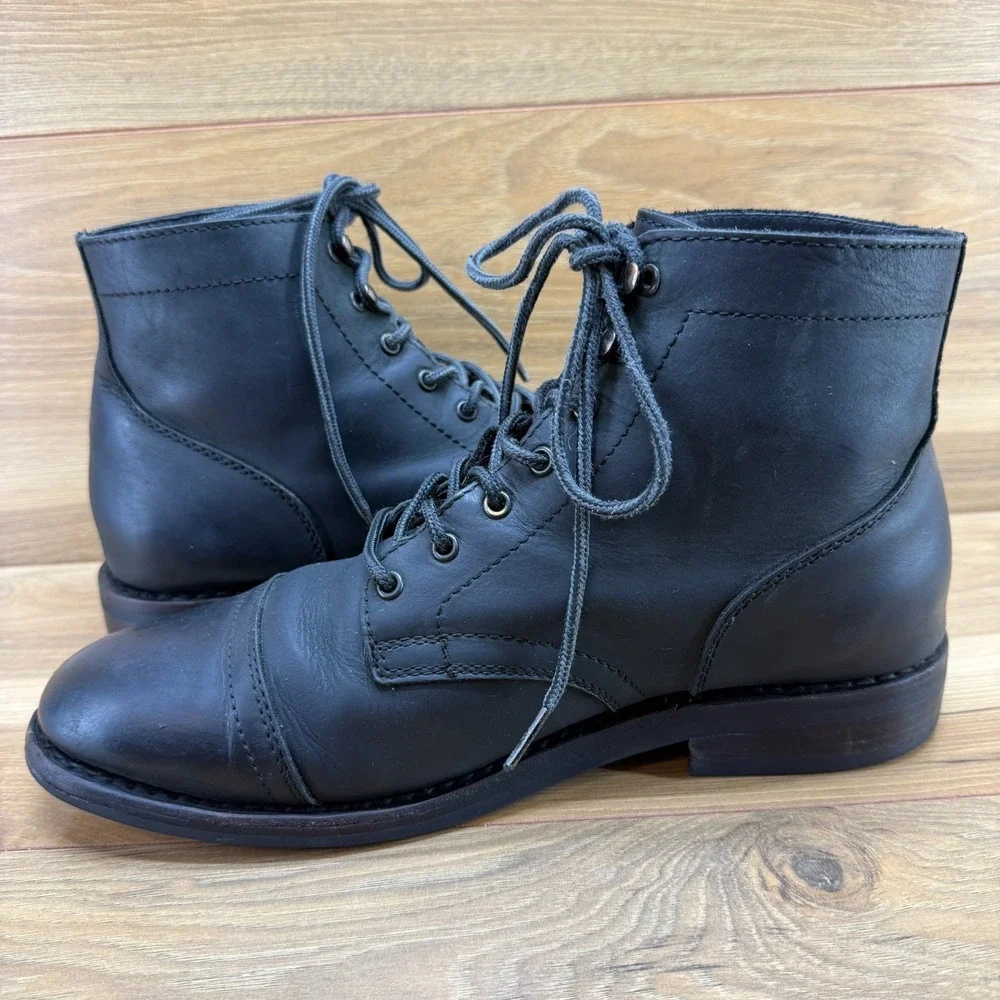 Thursday Boots Captain Cap Toe Leather Mens 10.5 Black Business Casual Modern